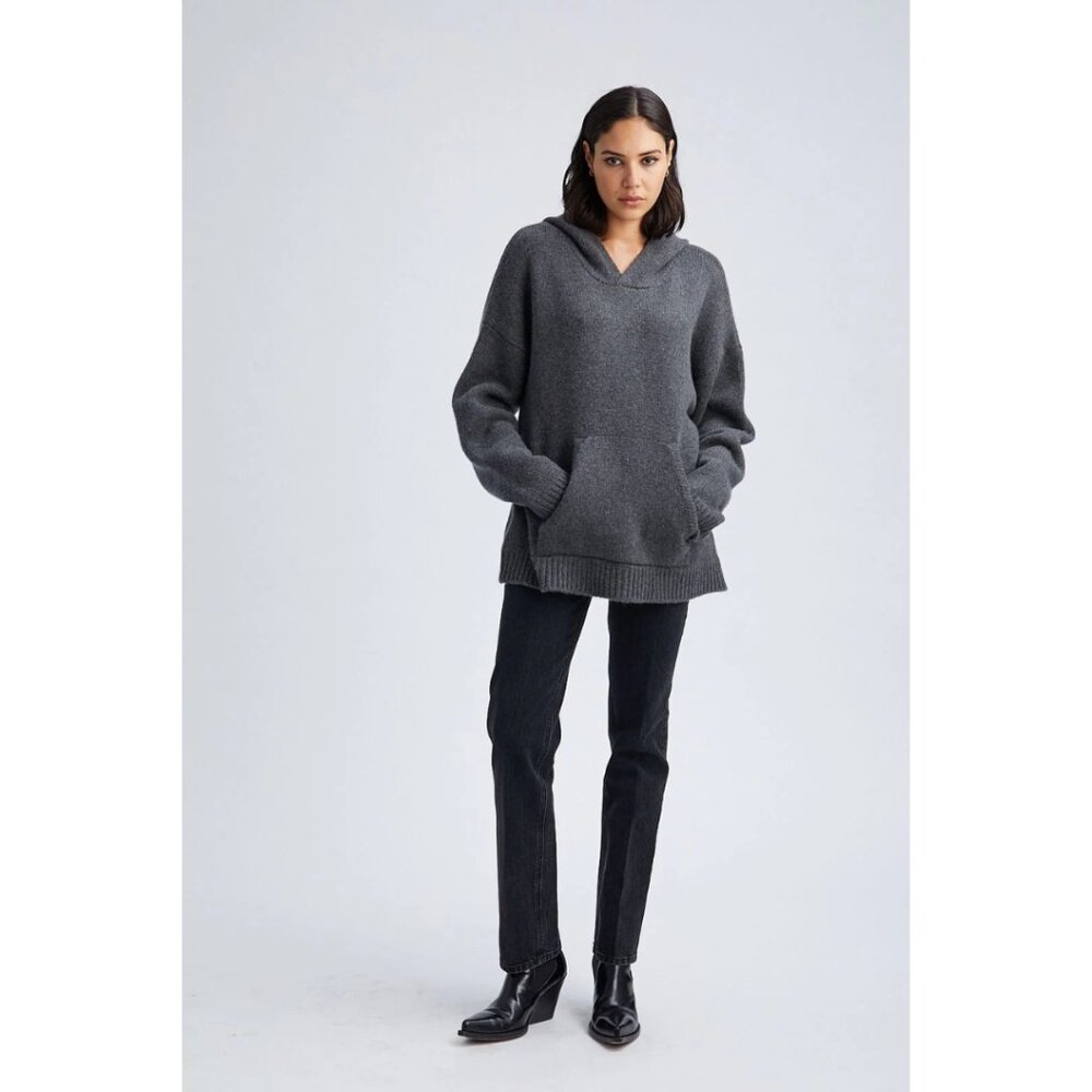 SPRWMN Charcoal Heavy Cashmere Oversized Hoodie Dark Gray Size Medium